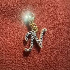 Swarovski Gold-Plated Crystal 'N' Initial Charm with Clear Swarovski Stones